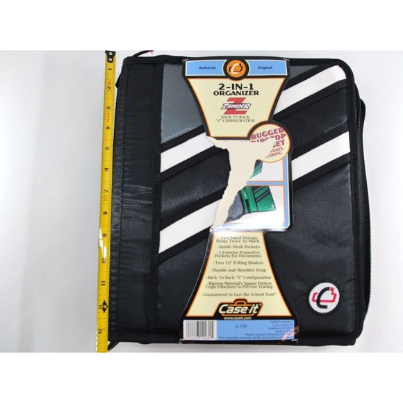 Case-It Black  ZBinder 2 in 1 Organizer 2 Sided‎ Storage 2 Inside Pockets NEW - Picture 5 of 5